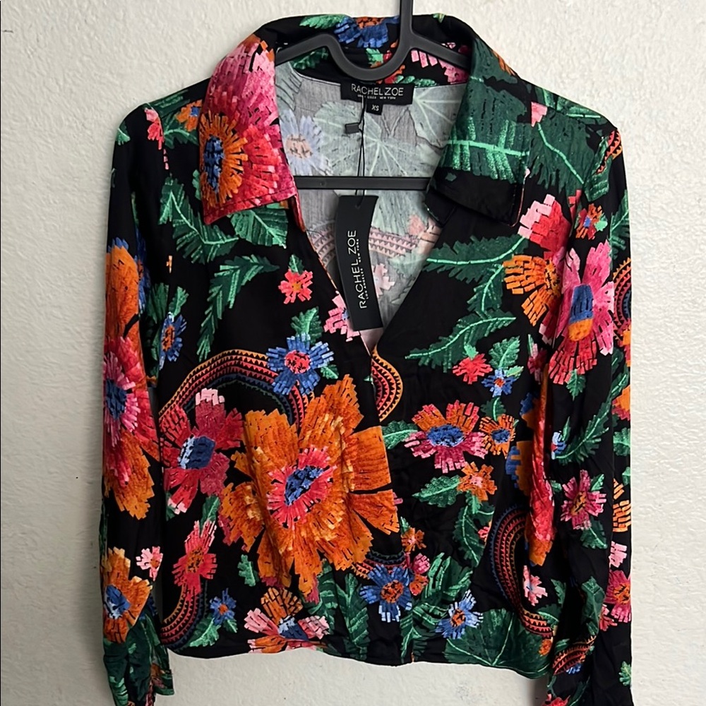 Rachel Zoe Women's Floral Black Top